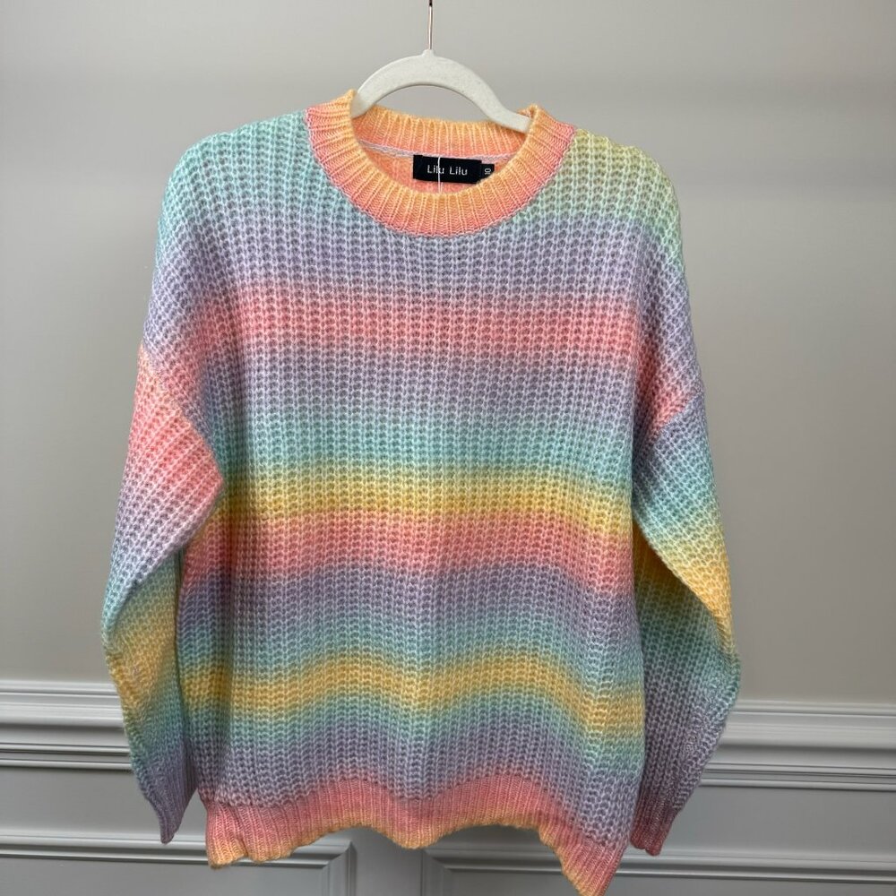 LiLu LiLu Sweater, Size 10, Multicolor Stripe Crewneck, Casual
